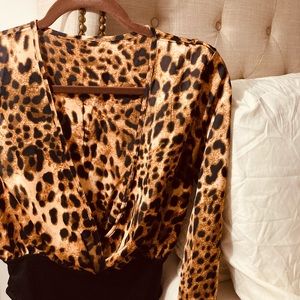 Long sleeve leopard bodysuit
